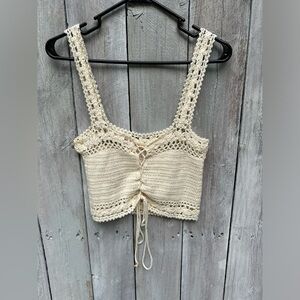 Juniors Sky & Sparrow Crochet Lace Front Cropped Tank Top Size Extra Large